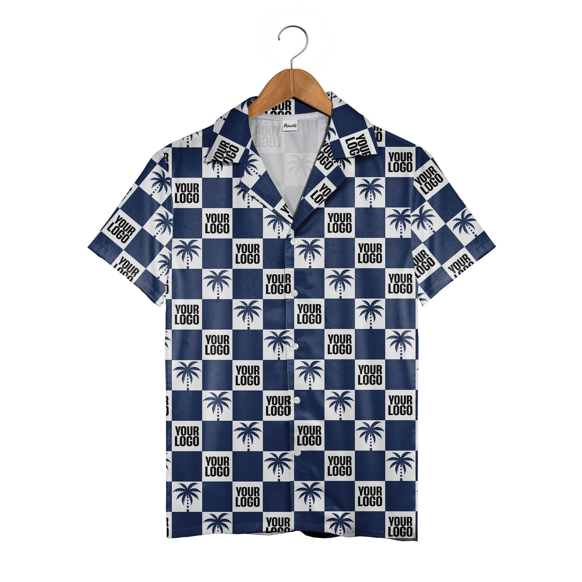 Checkered Palm Tree Hawaiian Shirt - Custom Multi Color Tropical Logo ...