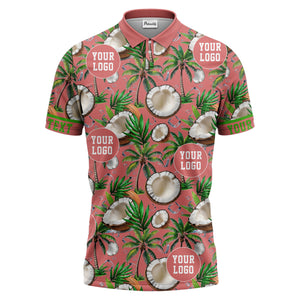 coconut palm trees ice cubes tropical black polo shirt for men
