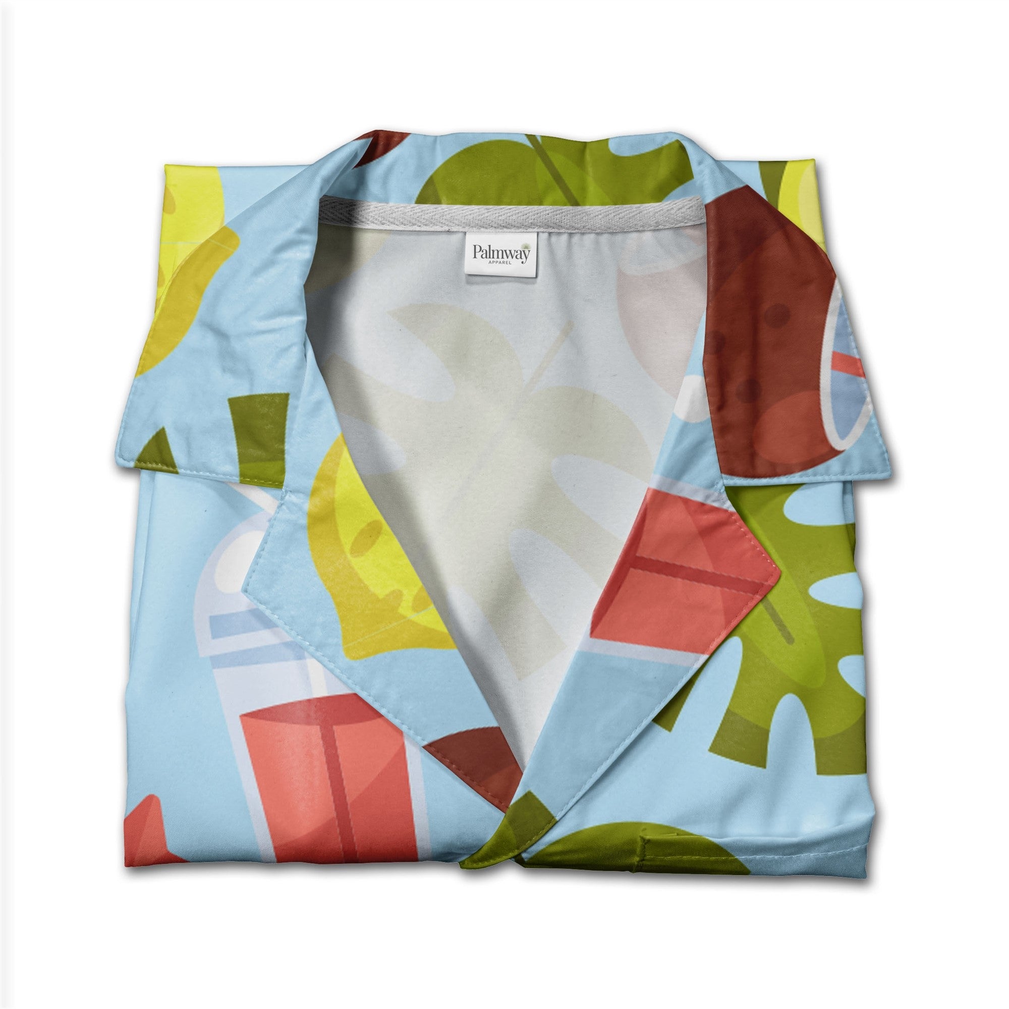 Cream Coconut Cocktail Hawaiian Shirt with Monstera Melon and Conch Shells