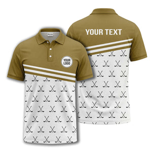 crossed golf clubs & balls repeat pattern polo shirt for men