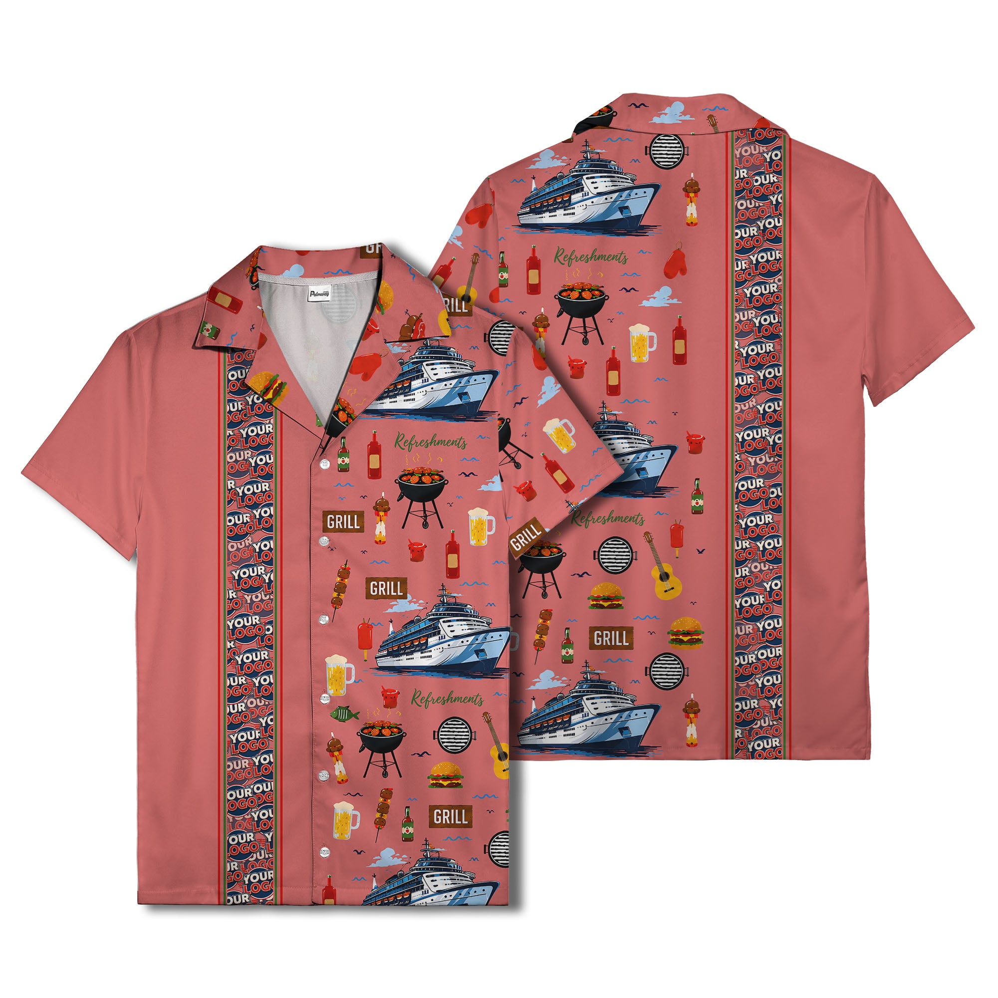 cruise ship grill & refreshments fun cartoon hawaiian shirt for men