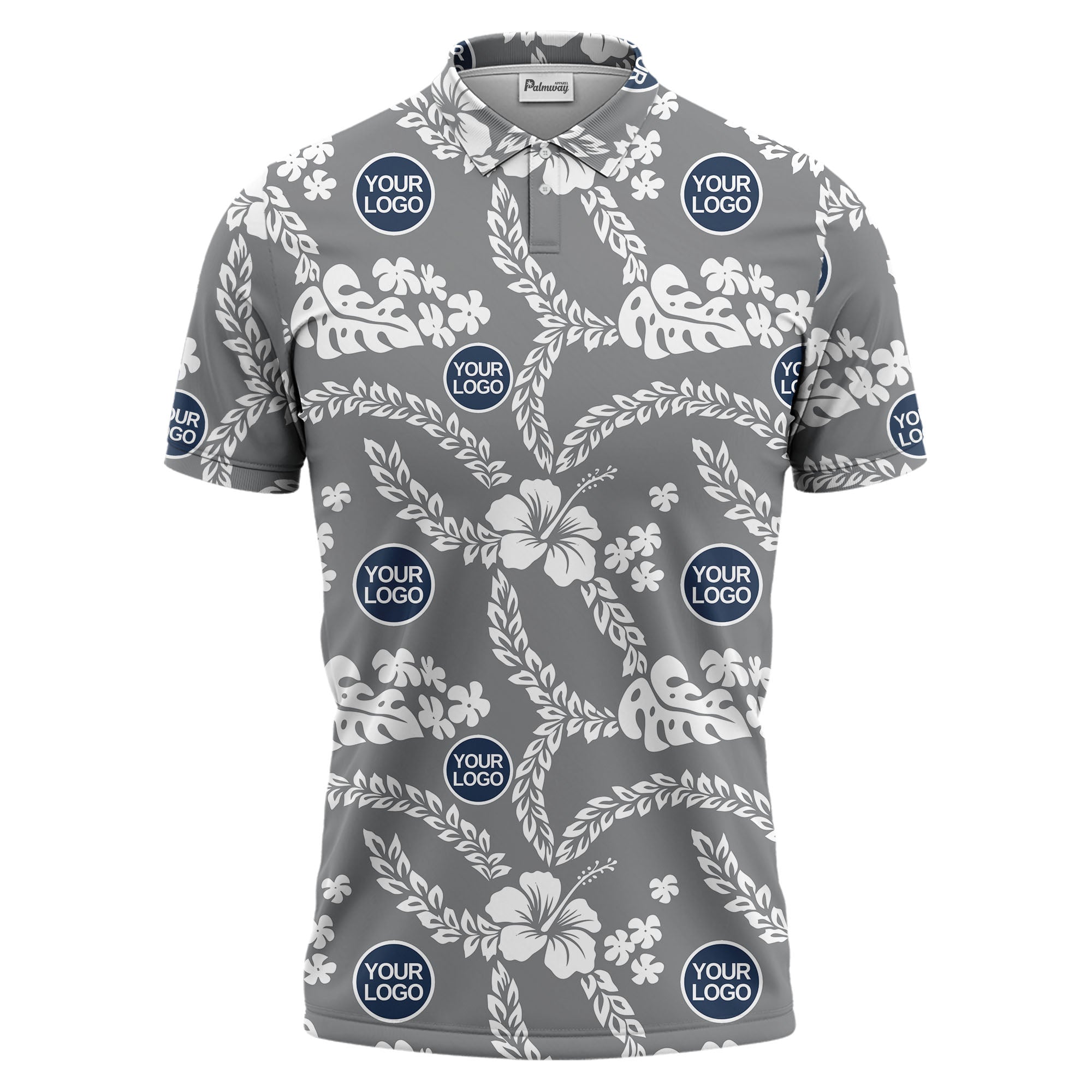 custom color tropical floral polo shirt | hibiscus & monstera leaf all-over print