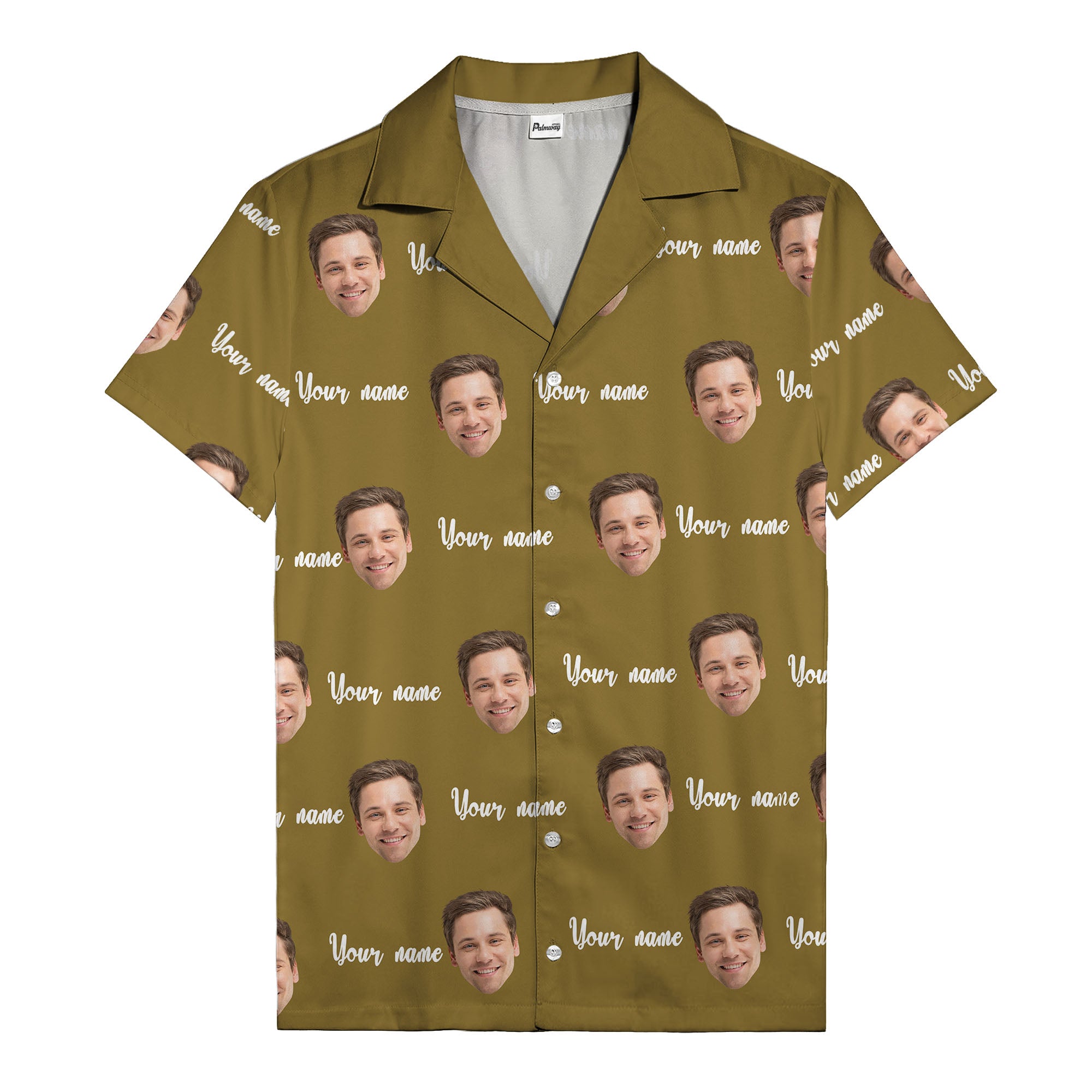 custom face portrait & personalized text repeat hawaiian shirt