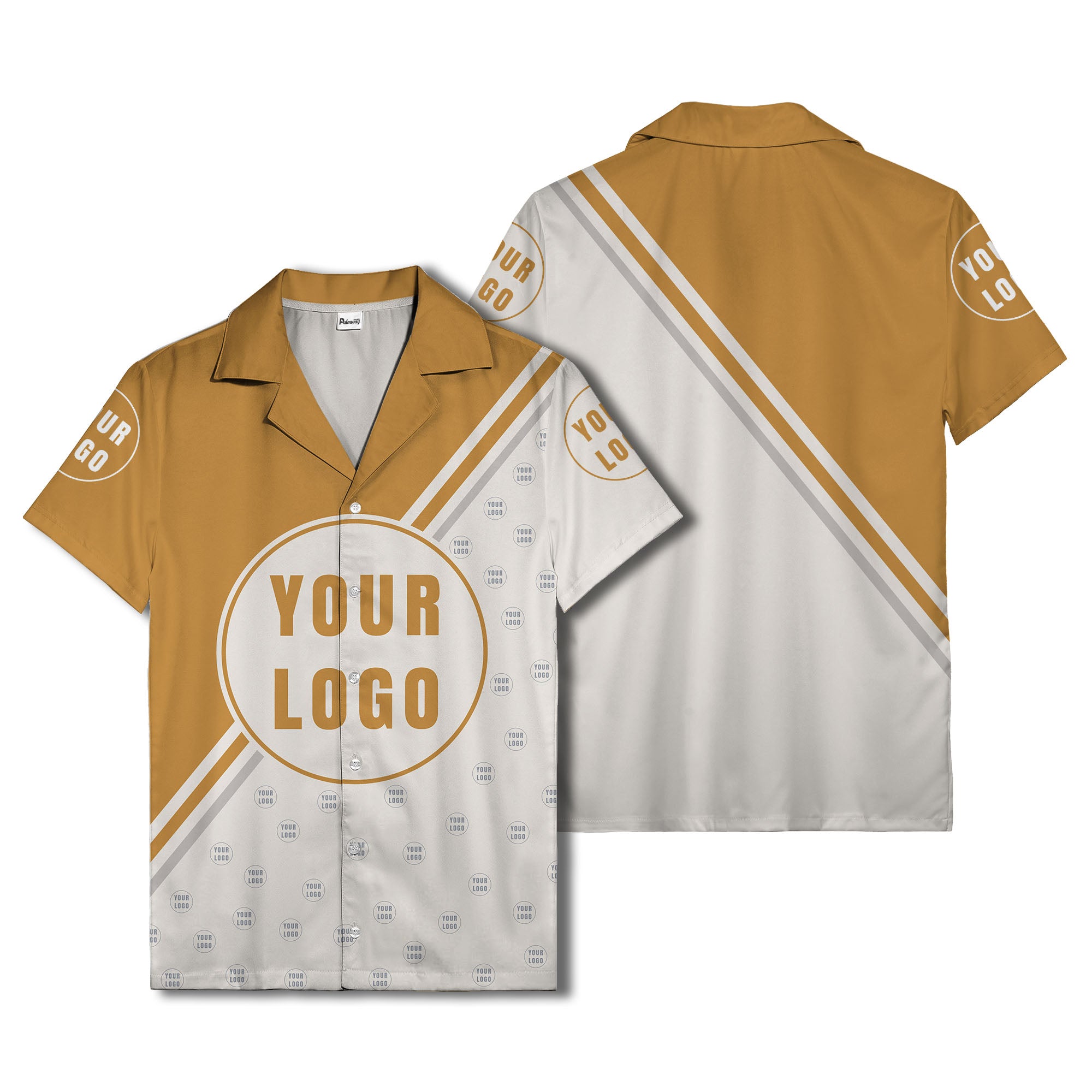 custom logo circles & diagonal stripes minimalist hawaiian shirt for men
