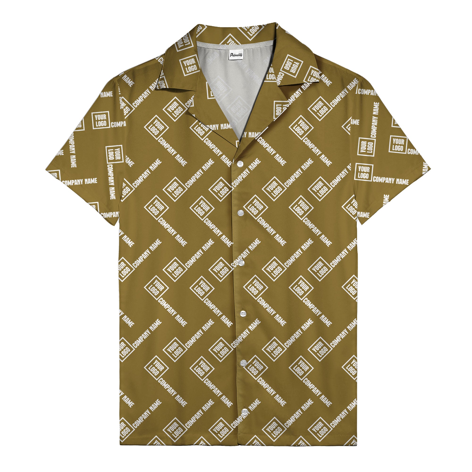 custom logo & company name repeat black hawaiian shirt for men