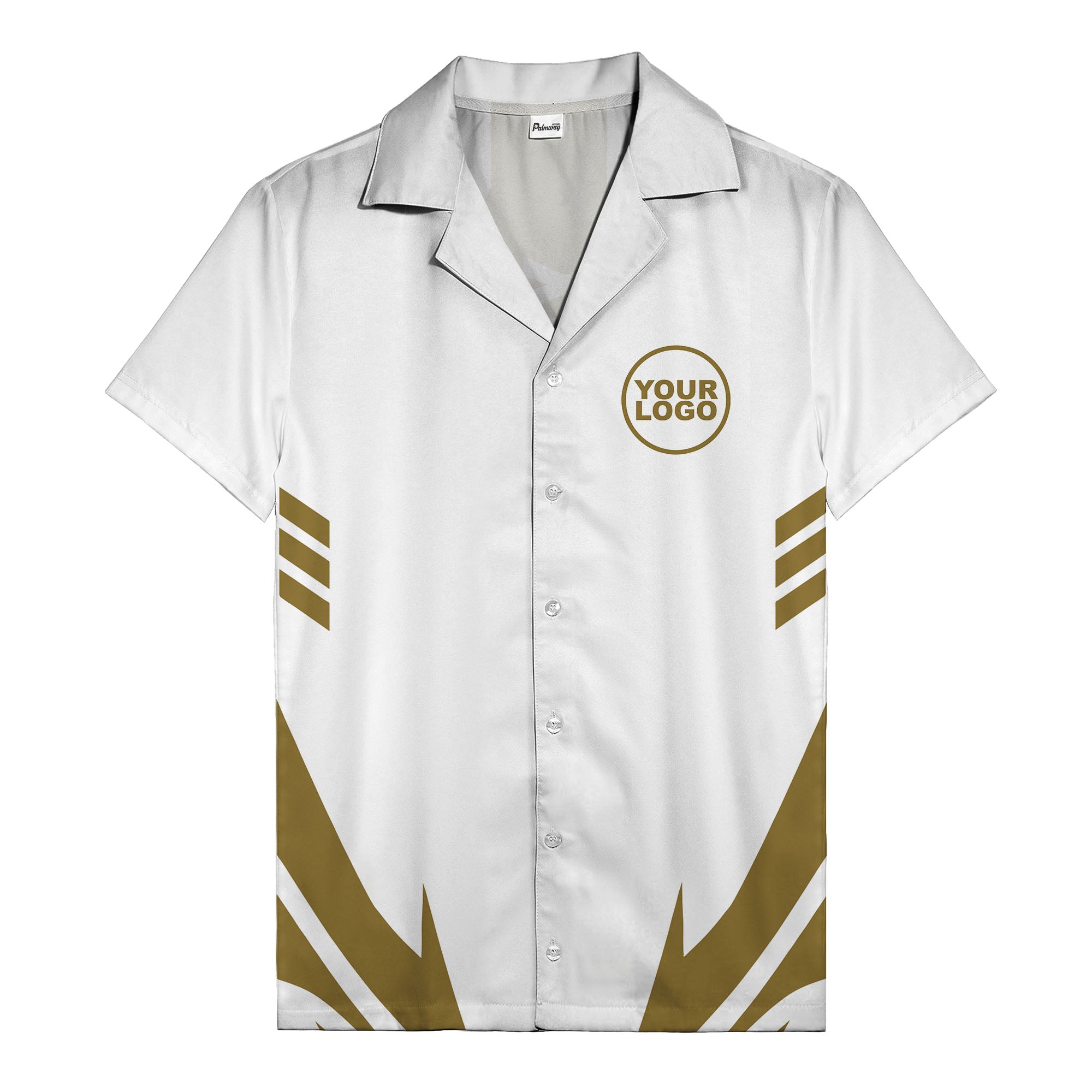 custom logo geometric stripes hawaiian shirt men's aloha button down