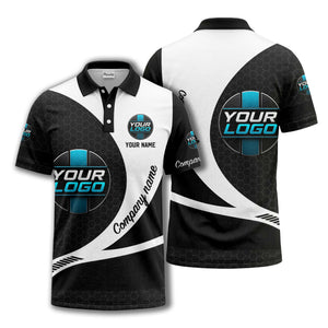 custom logo hexagon diagonal stripes polo shirt for men