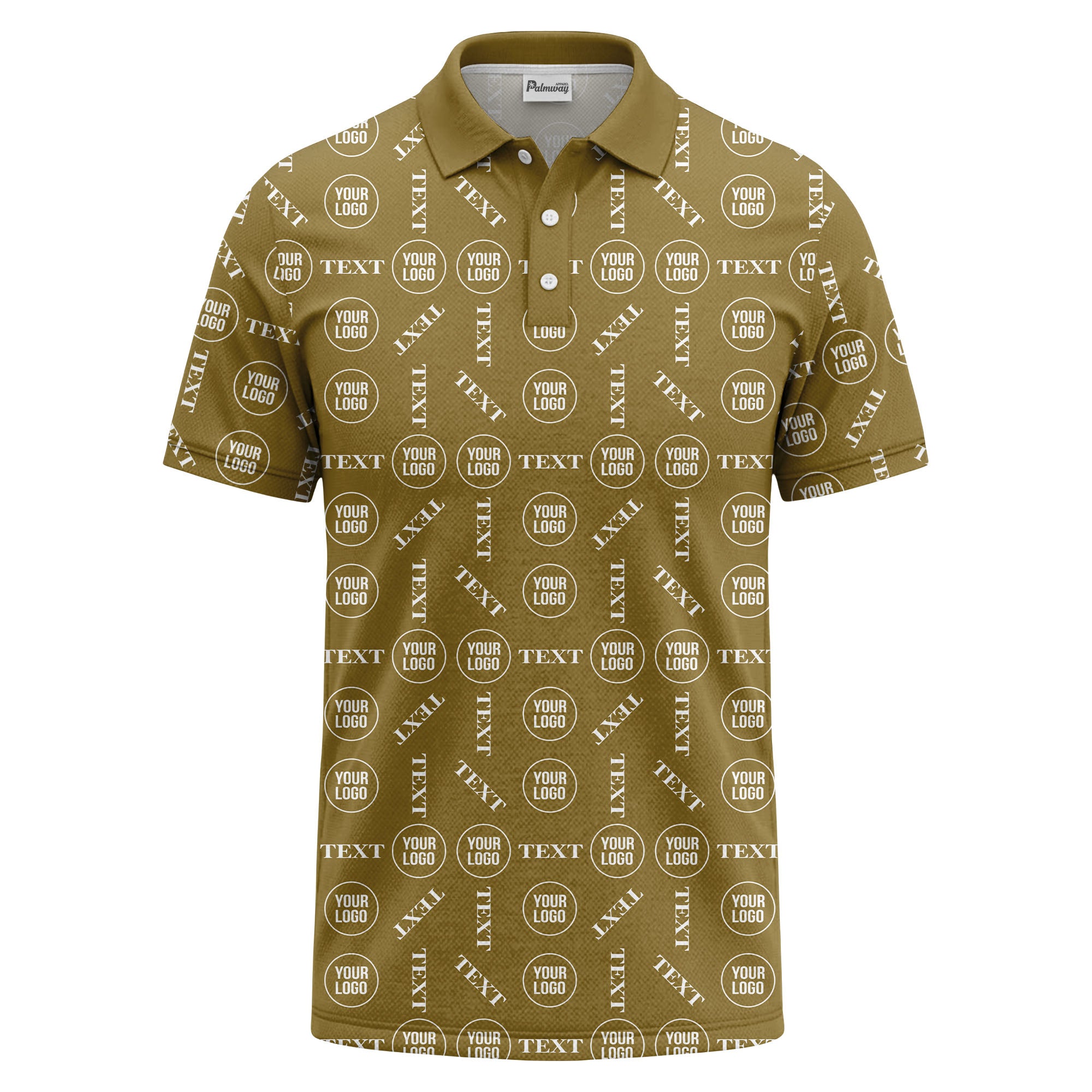 custom logo & text repeat all over print polo shirt