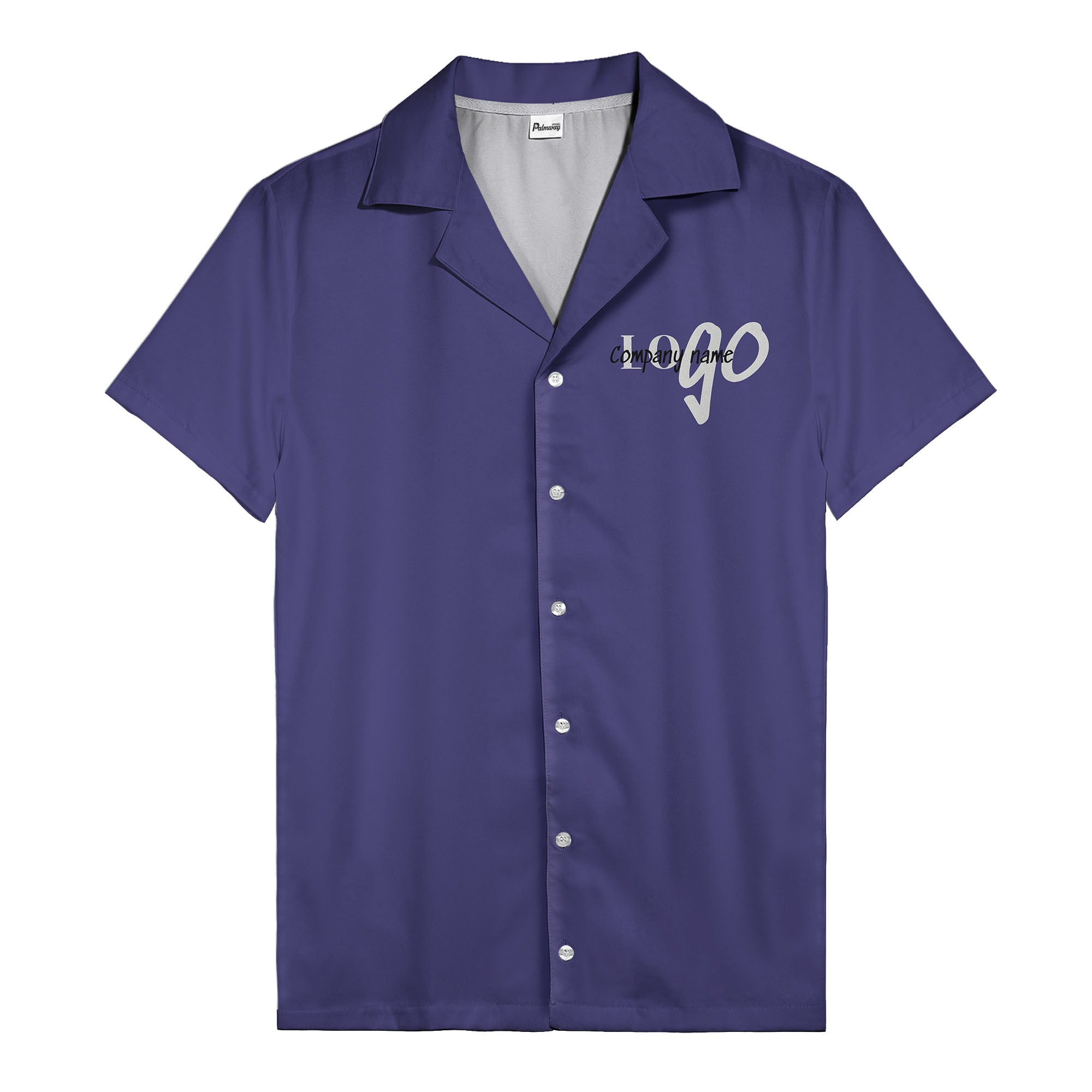 custom logo typography on solid black minimalist modern hawaiian shirt