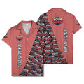 custom logo & vertical text repeat pattern hawaiian shirt