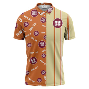 custom multi color geometric logo stripe men's golf polo shirt