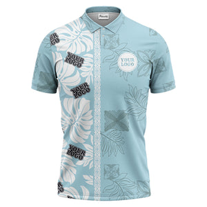 tropical leaf pattern polo custom polo shirt