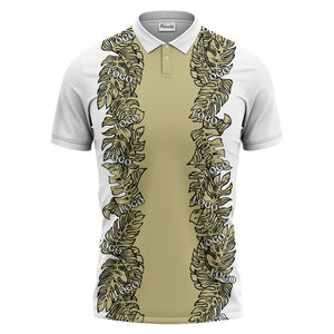 custom multi color tropical leaf patterned logo golf polo shirt for men