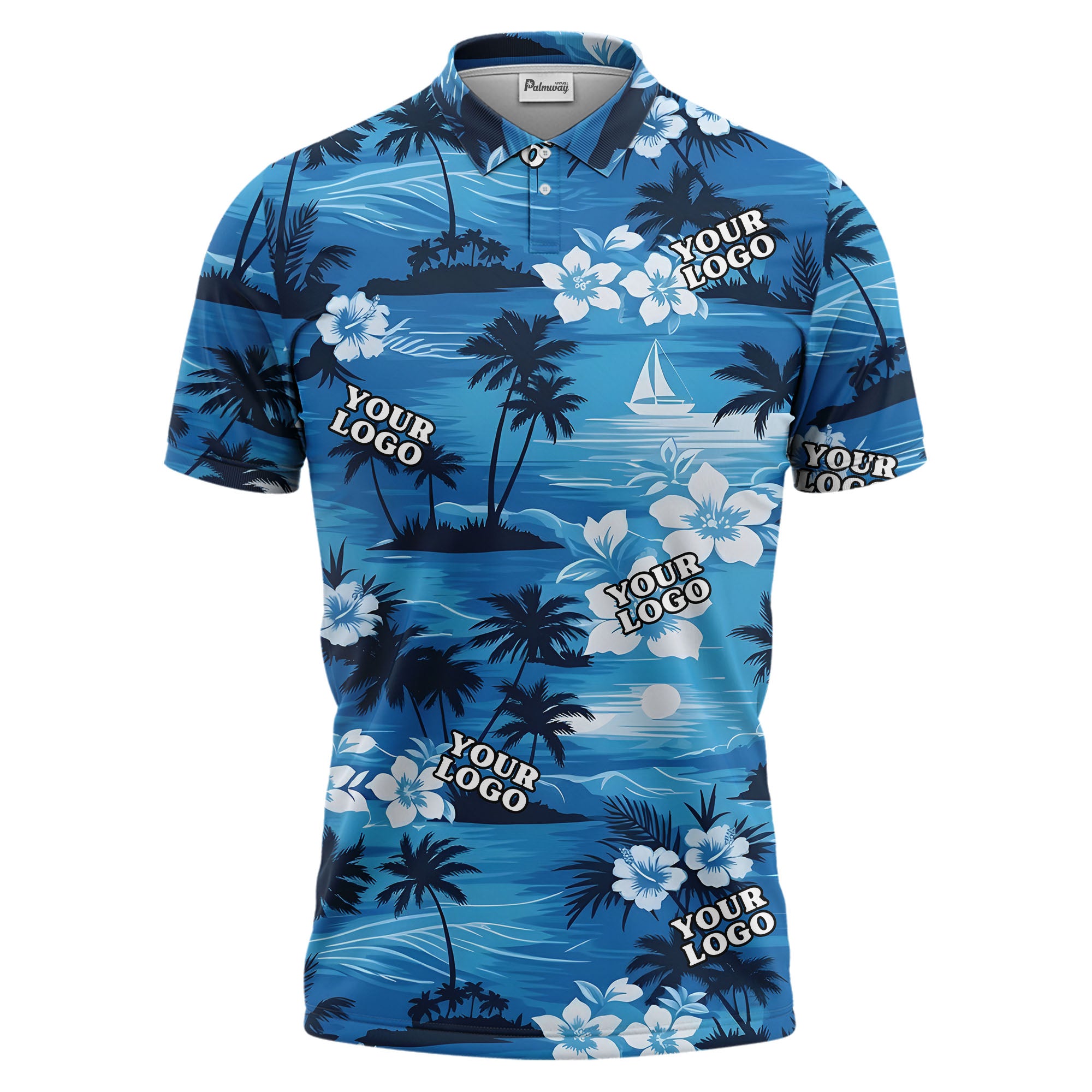 purple tropical sunset polo custom polo shirt