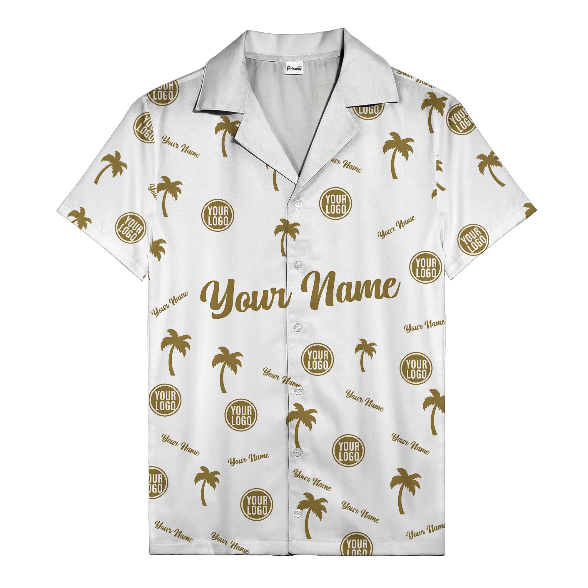 custom palm tree silhouette & name logo black white hawaiian shirt