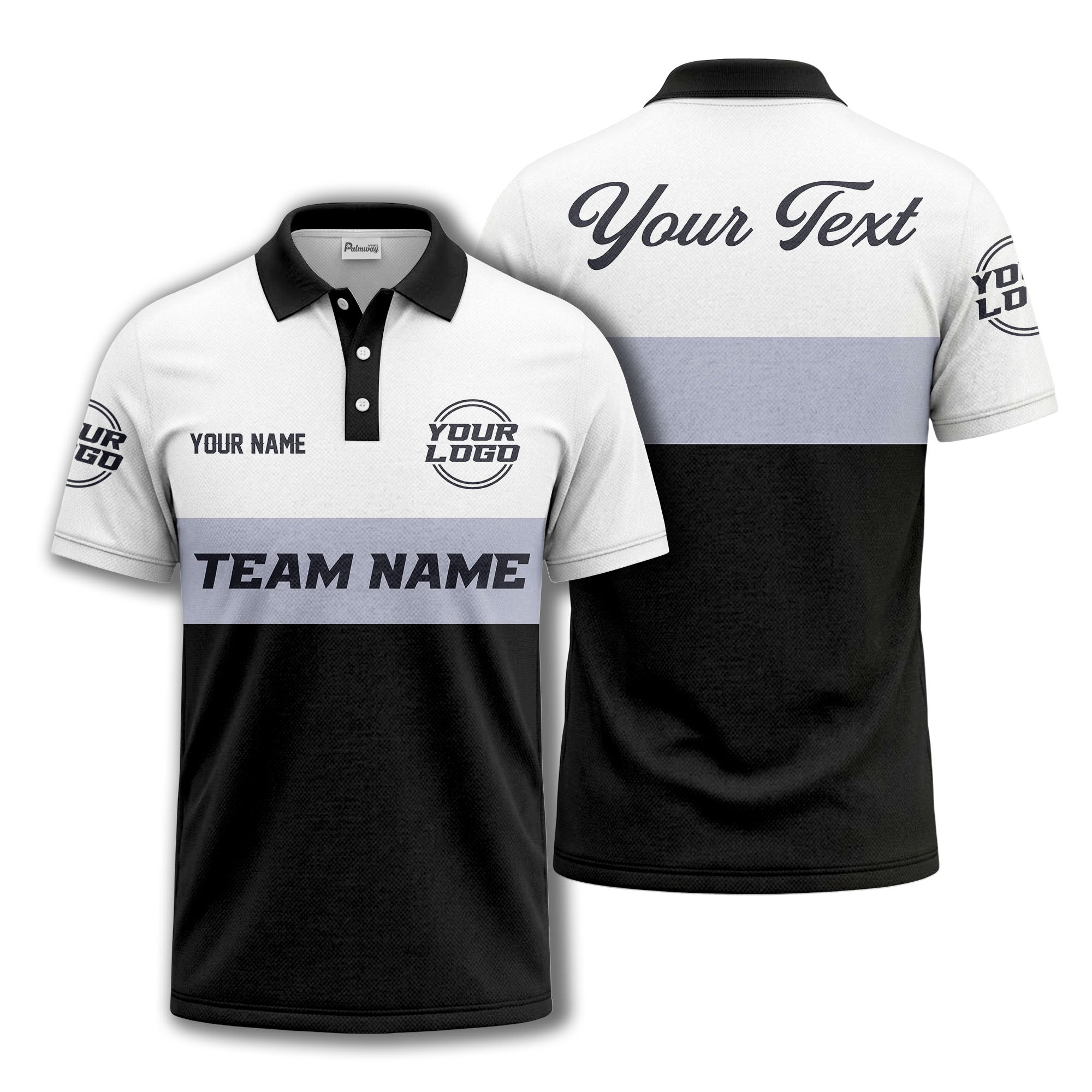 custom team name logo horizontal stripe polo shirt for men