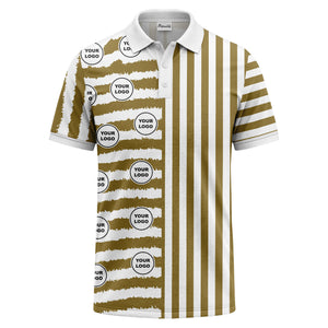 customizable black & white stripes with logo circles polo shirt