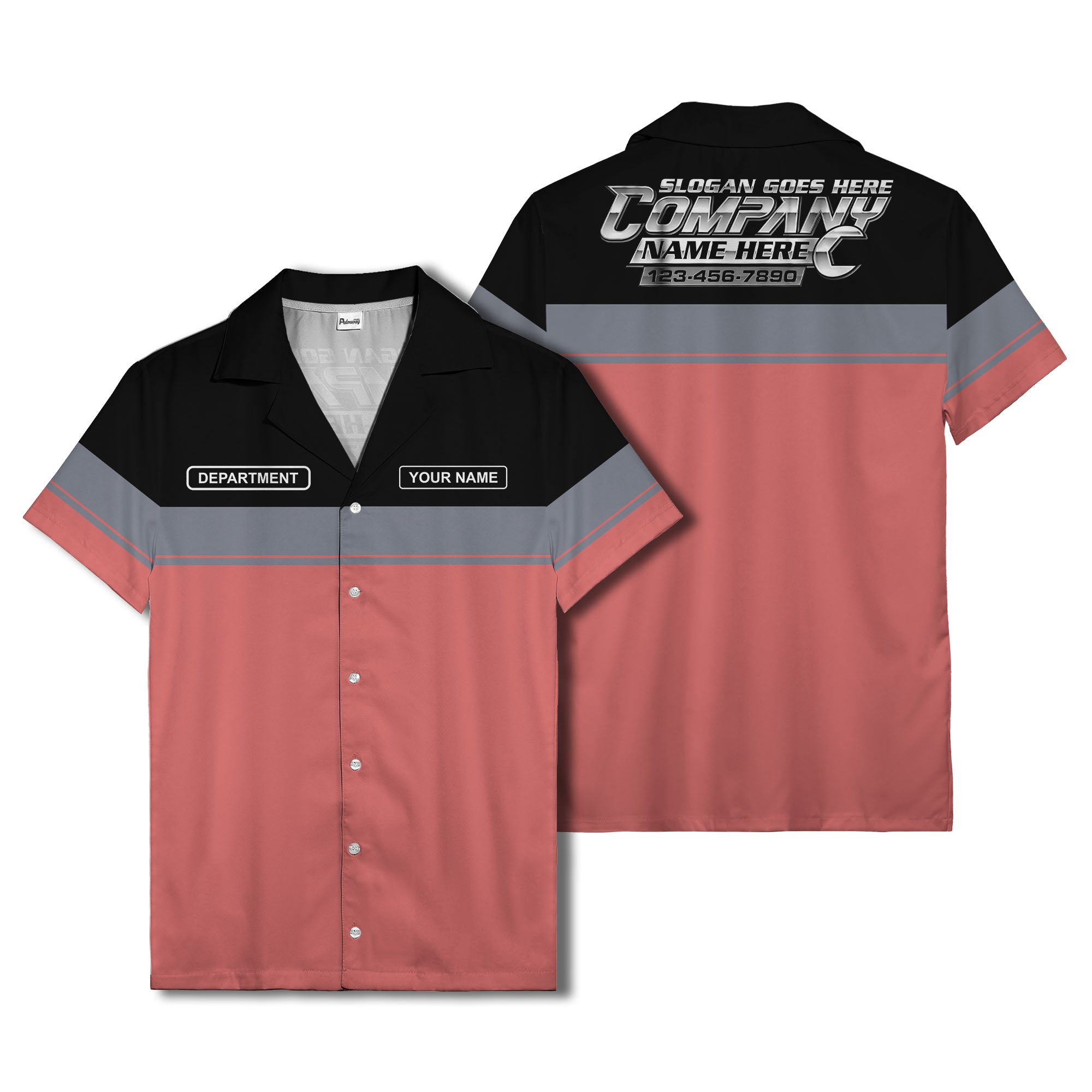 customizable department name gray stripe minimalist hawaiian shirt