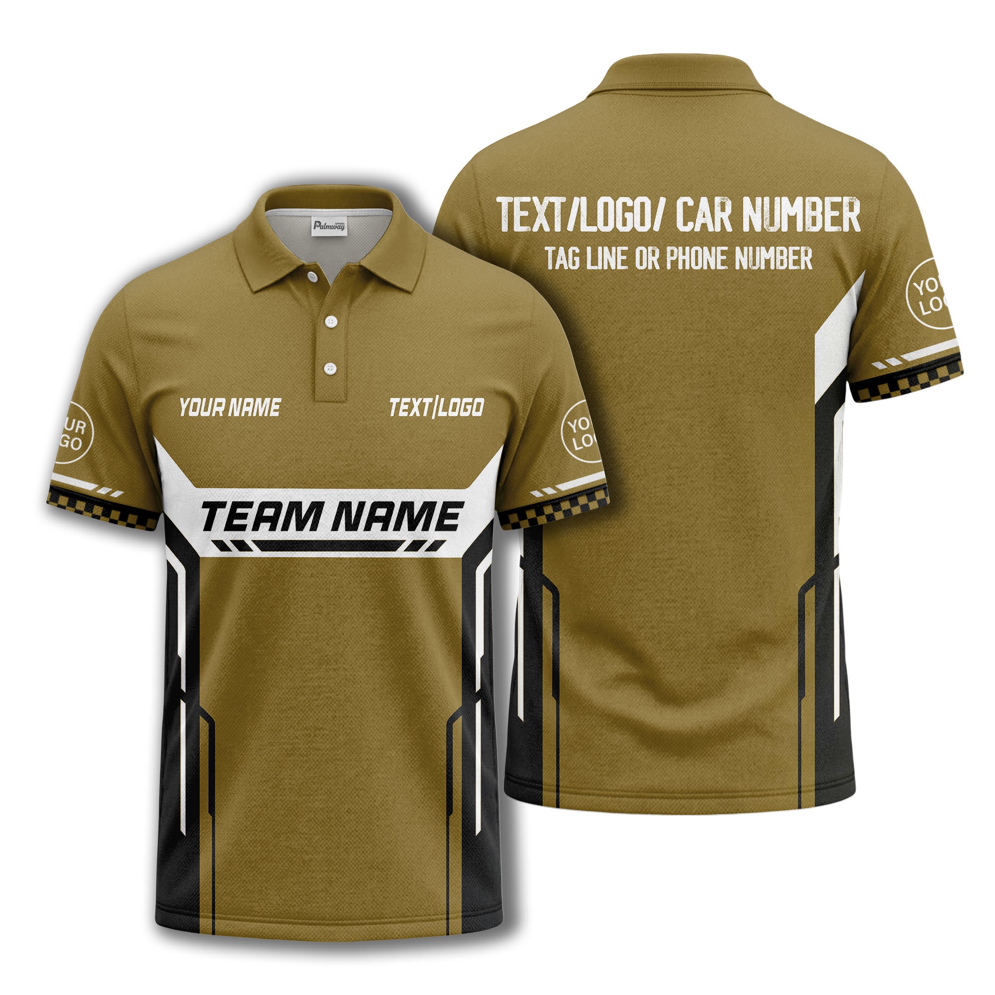 customizable team name geometric stripes polo shirt for men