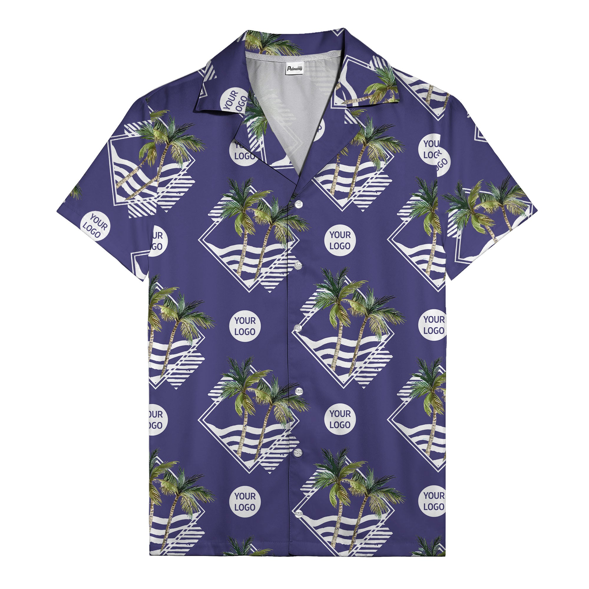 diamond waves & palm trees graphic hawaiian shirt for men