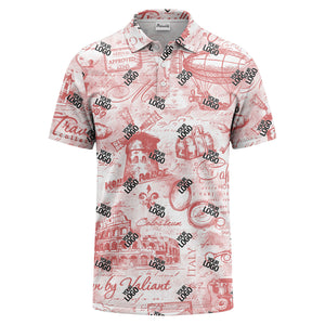 eiffel tower & airship sketched landmark polo shirt for men