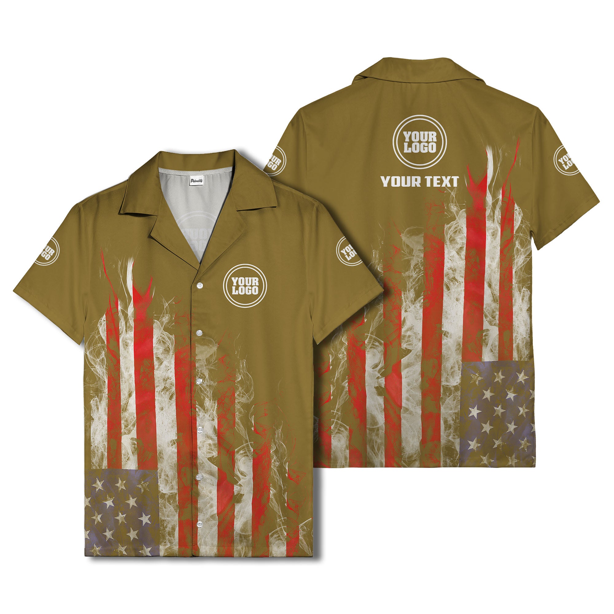 fiery bald eagle & stars stripes hawaiian shirt for men
