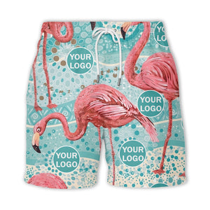 flamingo watercolor paradise pink birds teal circles hawaiian shirt