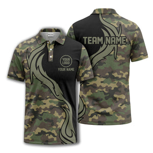 forest camouflage deer antlers personalized logo all over print polo shirt