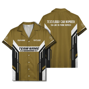 geometric stripes & custom text aloha hawaiian shirt for men