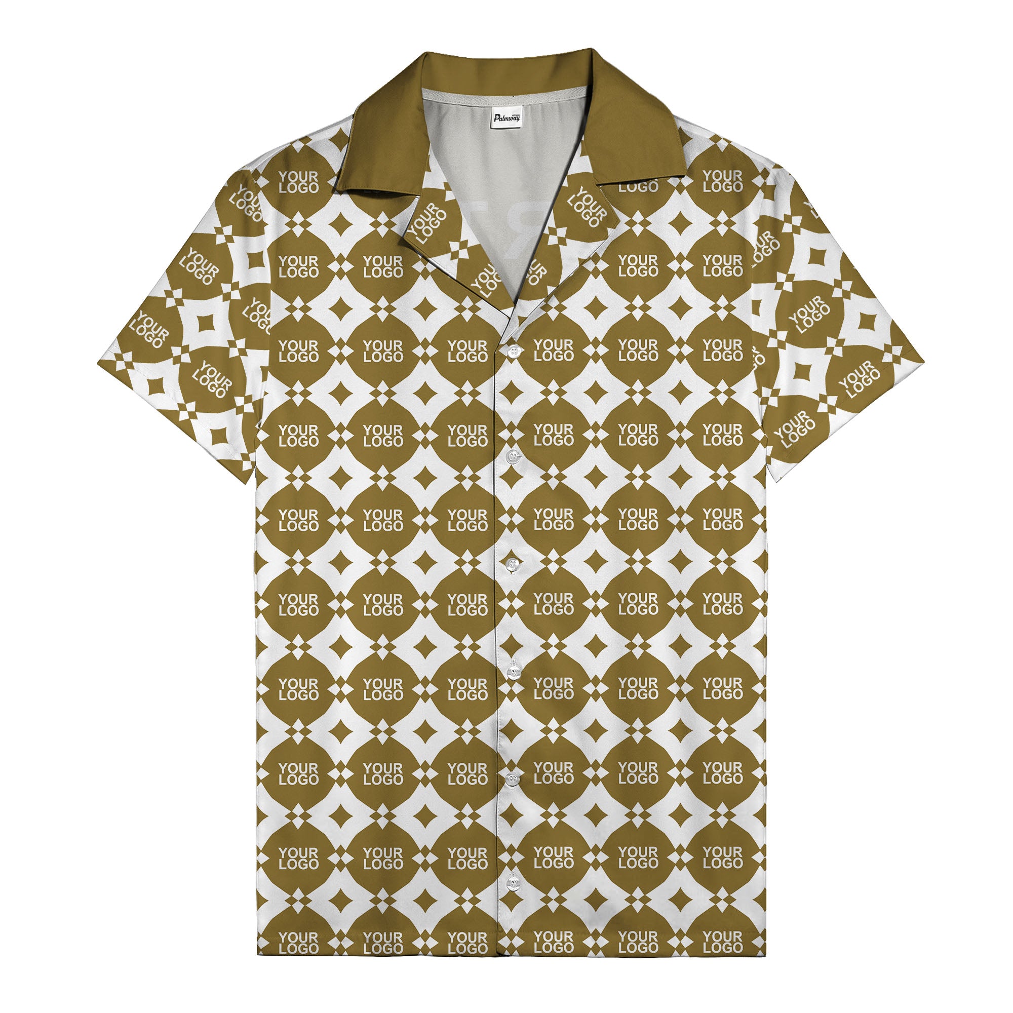 gold mon diamond lattice monogram hawaiian shirt for men