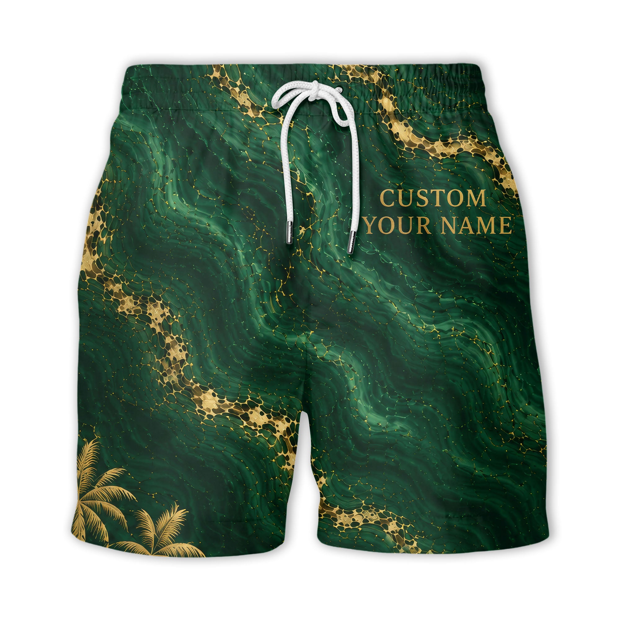 gold palm trees over emerald ocean waves cruise ship hawaiian shirt