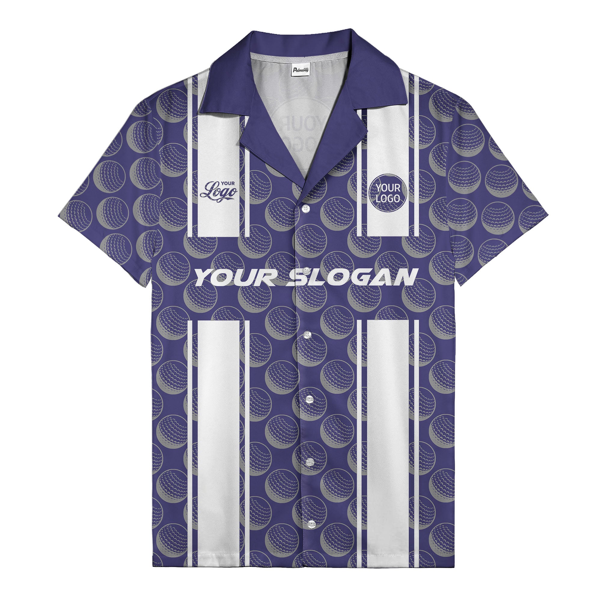 golf ball & white stripe repeat hawaiian shirt for golfers
