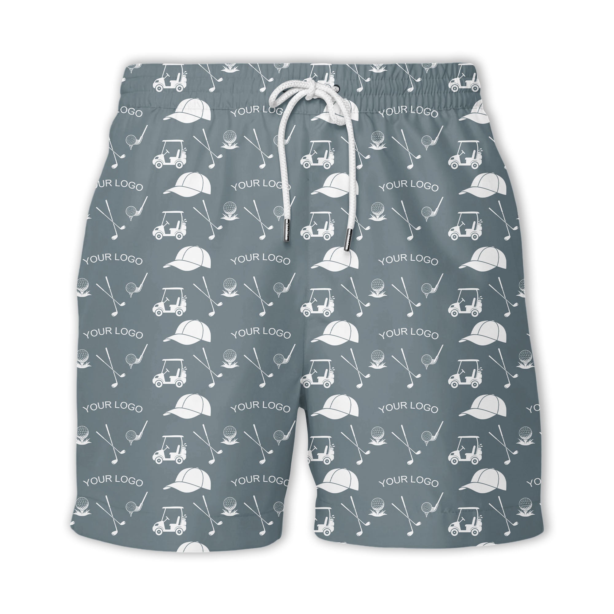 Golf Course Fairway Toile Hawaiian Shirt With Carts Clubs Balls Caps Aloha Button Down