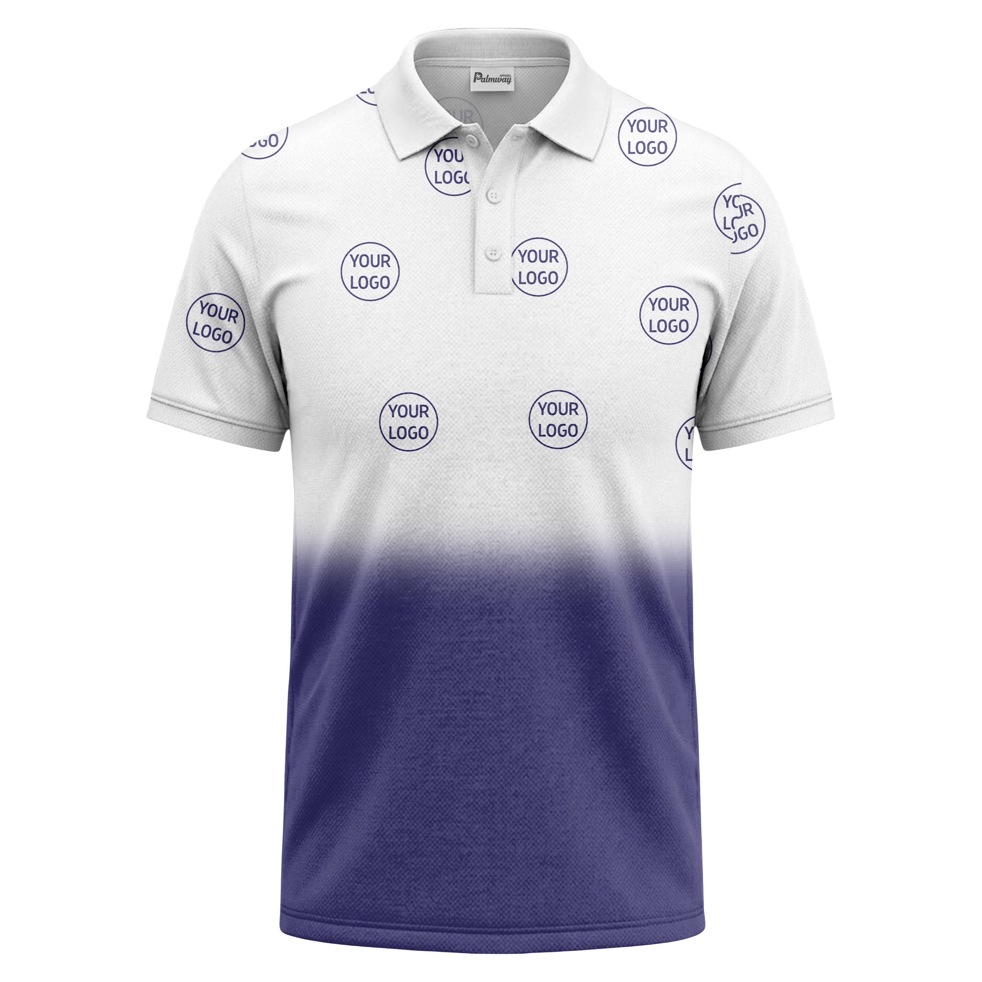 gradient black white custom logo repeat polo shirt