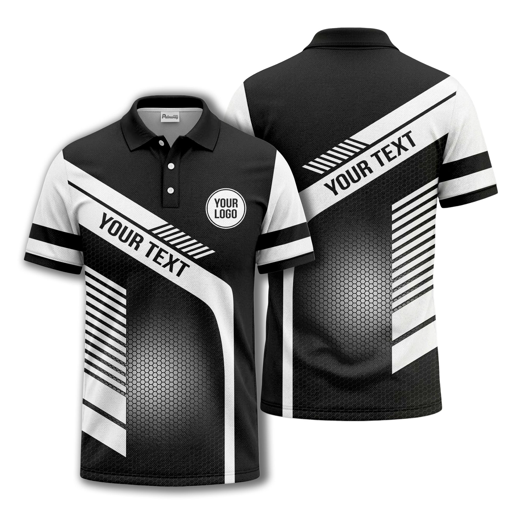 hexagon diagonal stripe geometric custom logo modern polo shirt