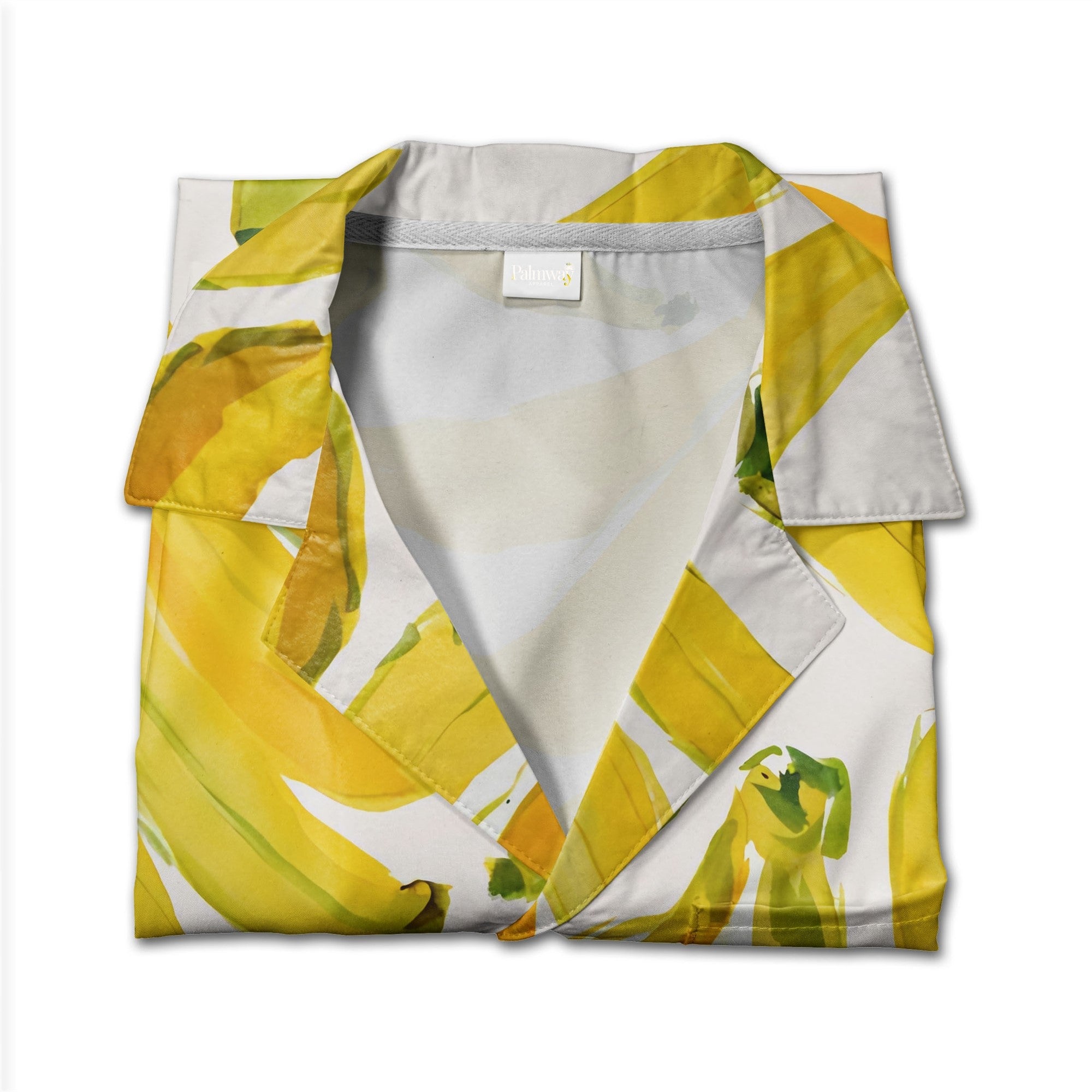 Illustrated Banana and Leaf Hawaiian Shirt on Charcoal Black