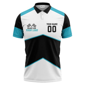 Illustrated Racing Flags Geometric Polo Shirt For Athletic Team Spirit