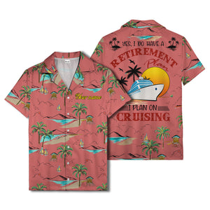 island paradise palm trees & sailboats sunset hawaiian shirt