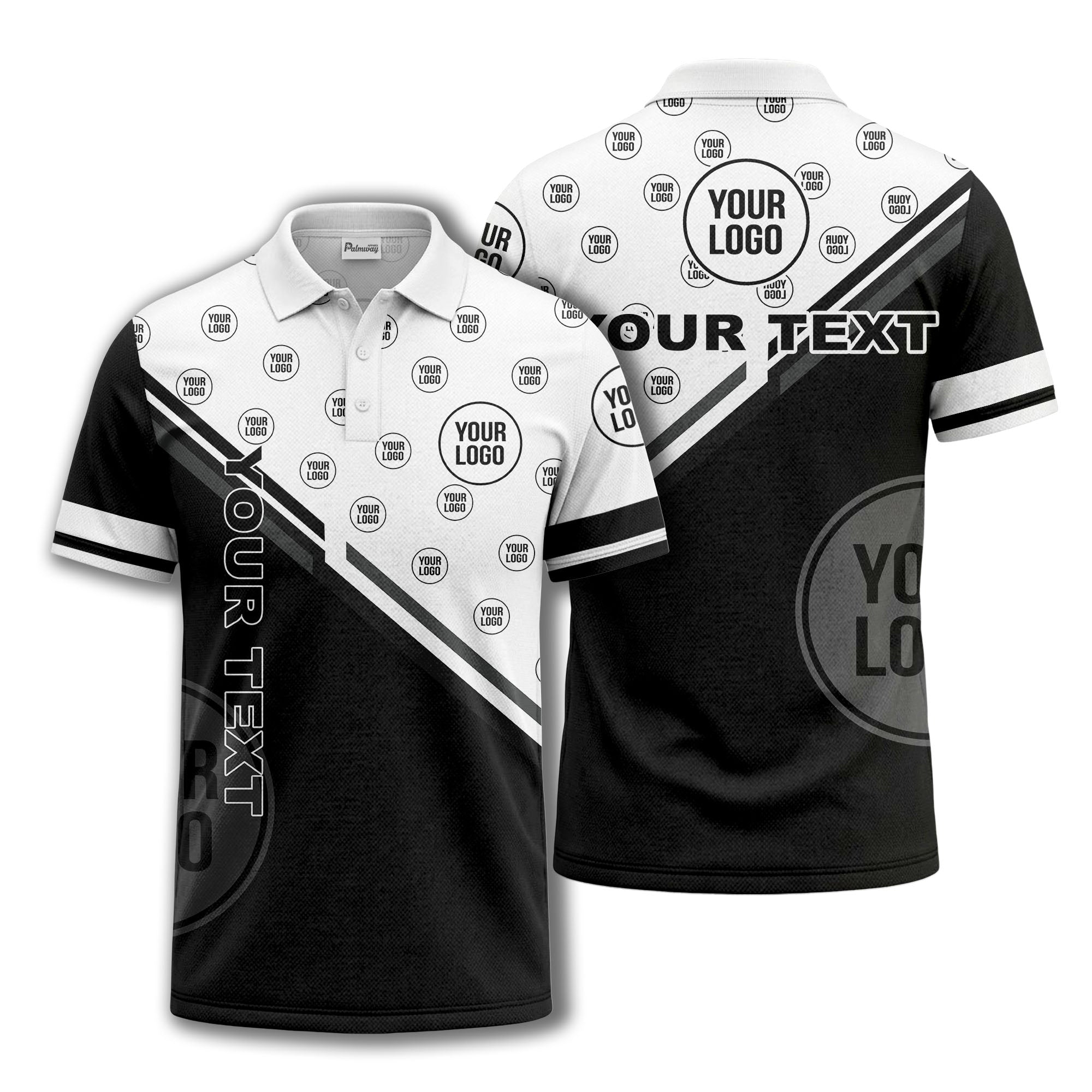logo repeat diagonal stripe customizable polo shirt for teams
