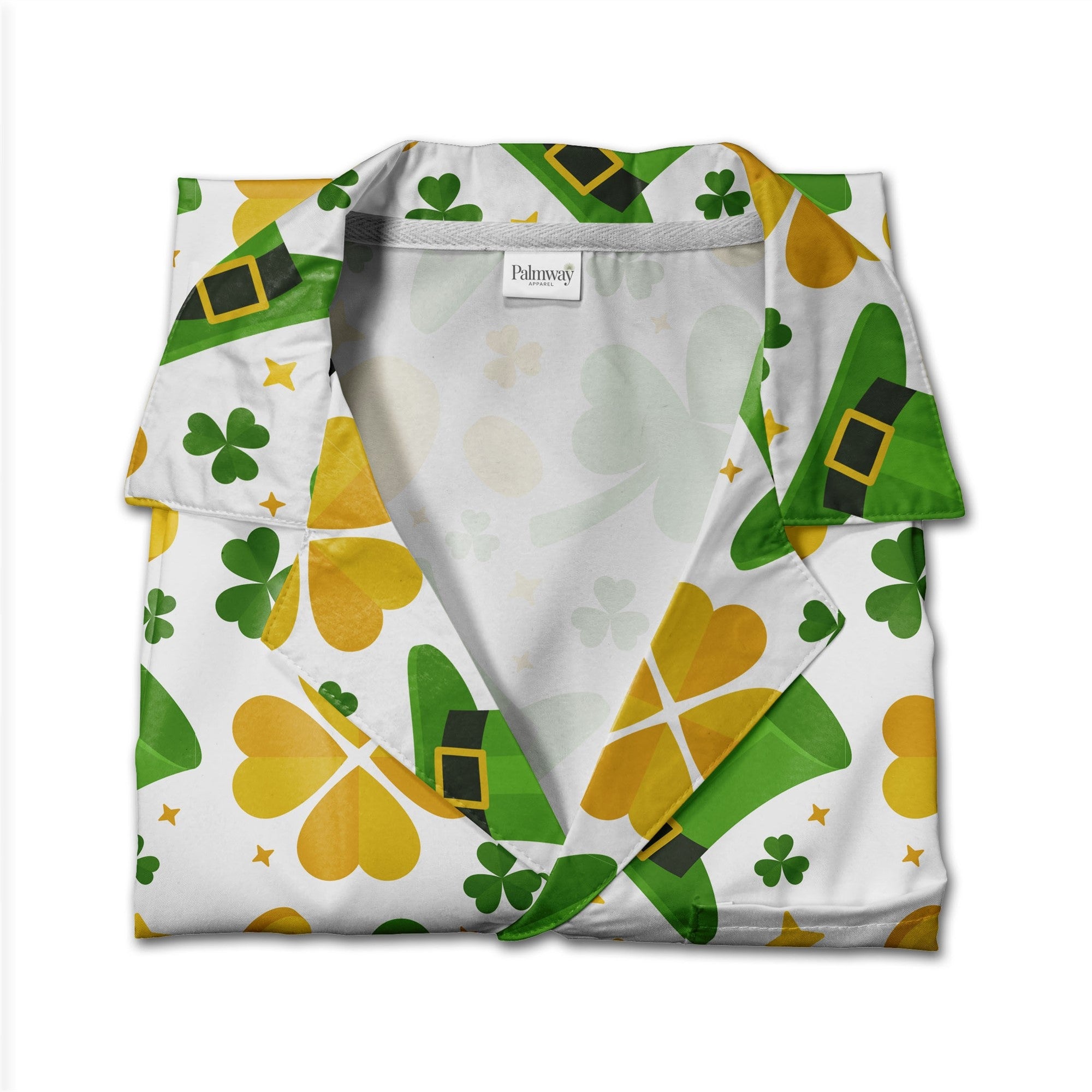 Lucky Clover Hawaiian Shirt with Leprechaun Hats and Golden Coins
