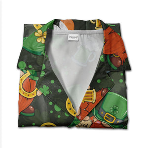 Lucky St Patricks Day Hawaiian Shirt with Pot of Gold and Rainbow