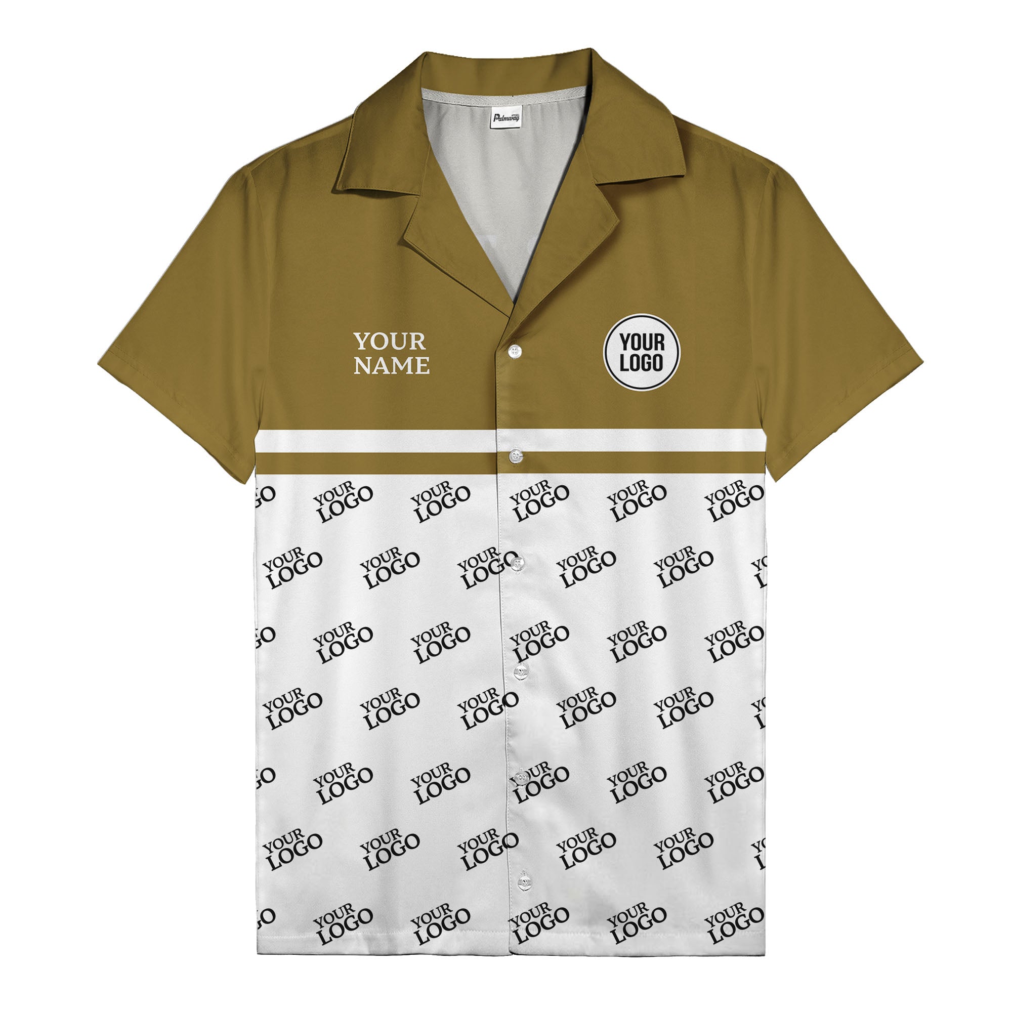 monochrome custom logo repeat hawaiian shirt for men