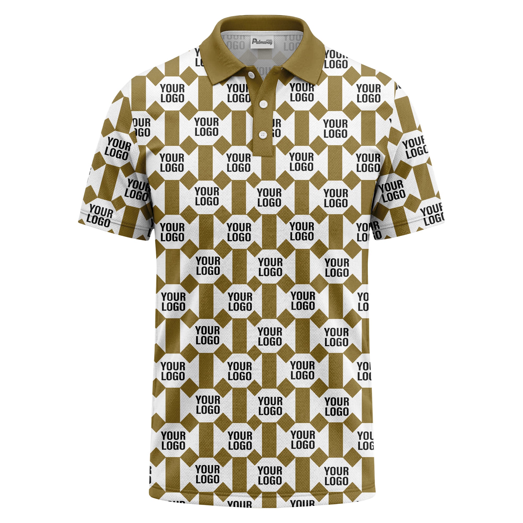 monochrome hexagon repeat custom logo geometric polo shirt for men