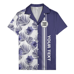 jet black monochrome tropical floral leaves hawaiian shirt for men
