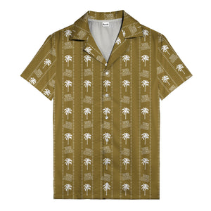 monochrome palm tree & signature logo stripe hawaiian shirt for men