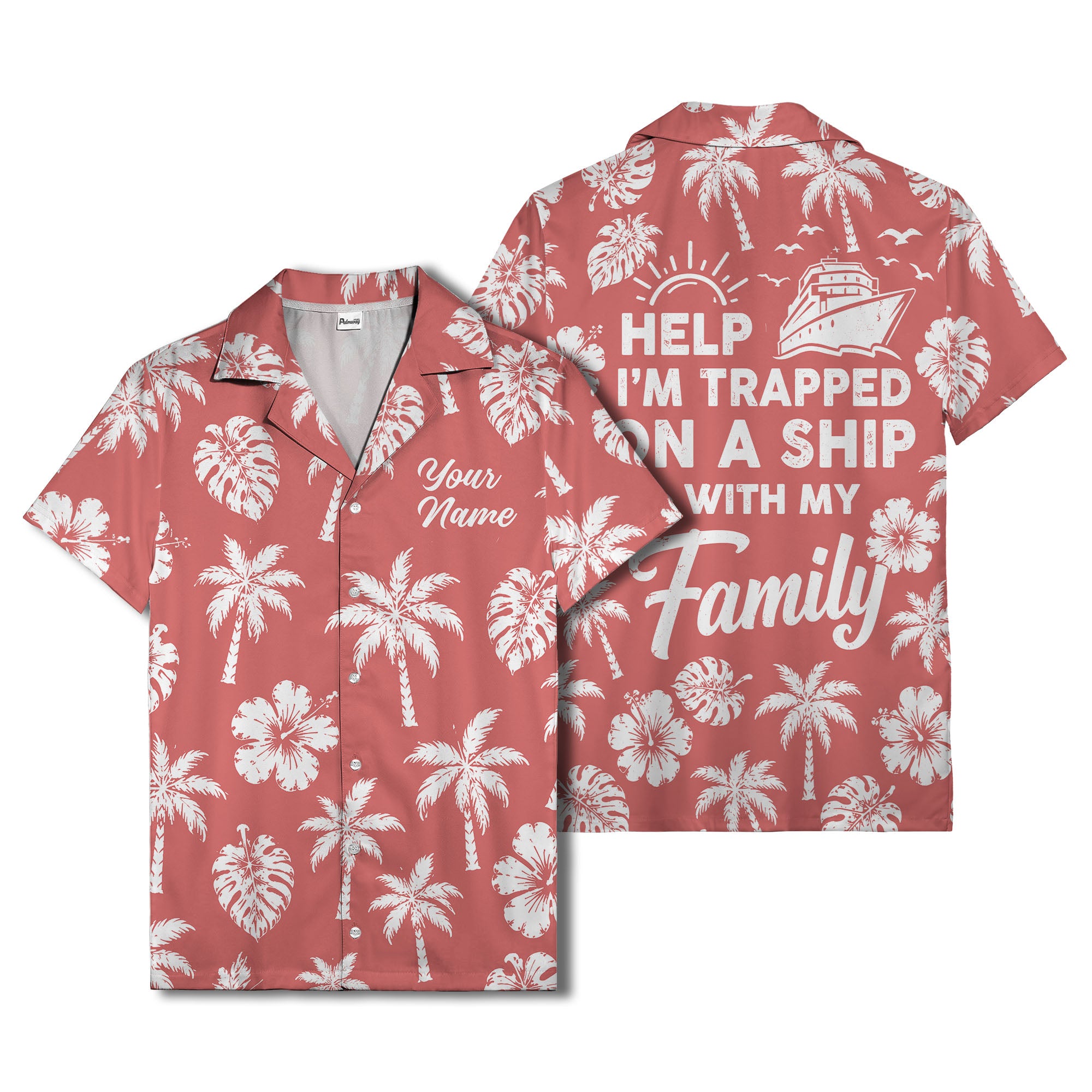 monochrome palm trees and hibiscus hawaiian shirt for men