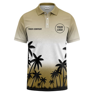 monochrome palm trees ombre gradient sky polo shirt for men