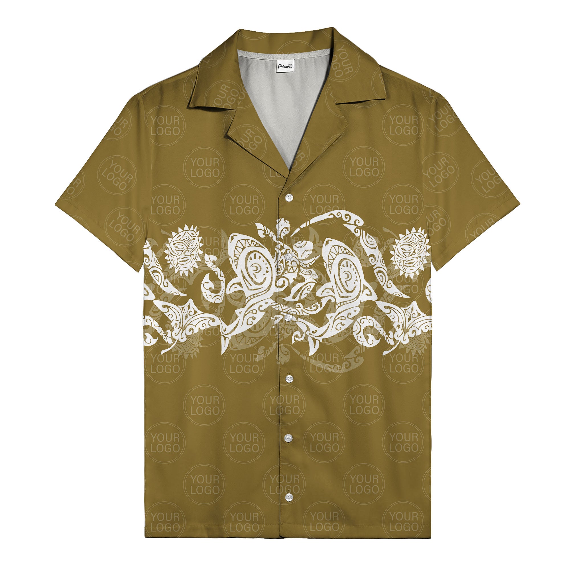 monochrome tribal turtle & sun motifs heritage hawaiian shirt