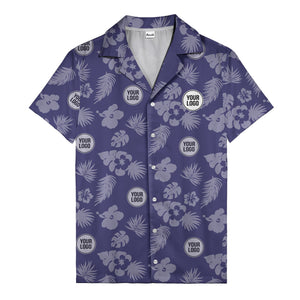 monochrome tropical flowers and leaves hawaiian shirt for men