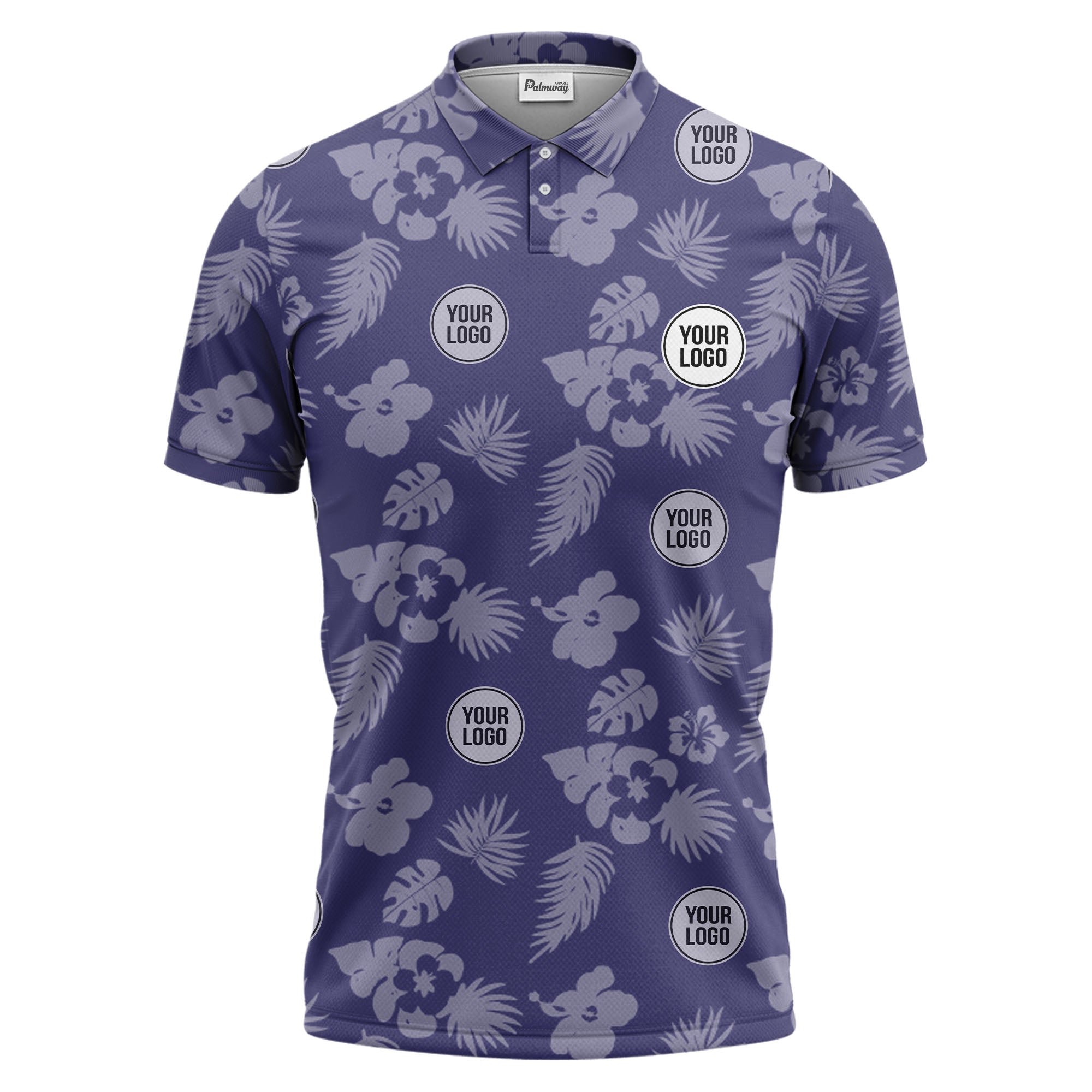 illustrated monochrome tropical flowers and leaves polo shirt for men